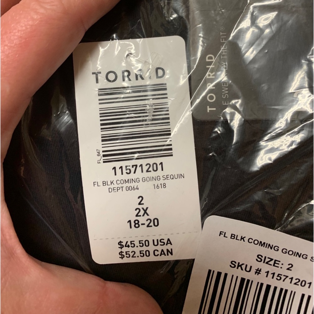 NEW Torrid 2 Full Length Signature Waist Sequin Legging - Black, Knit Back - Picture 10 of 10